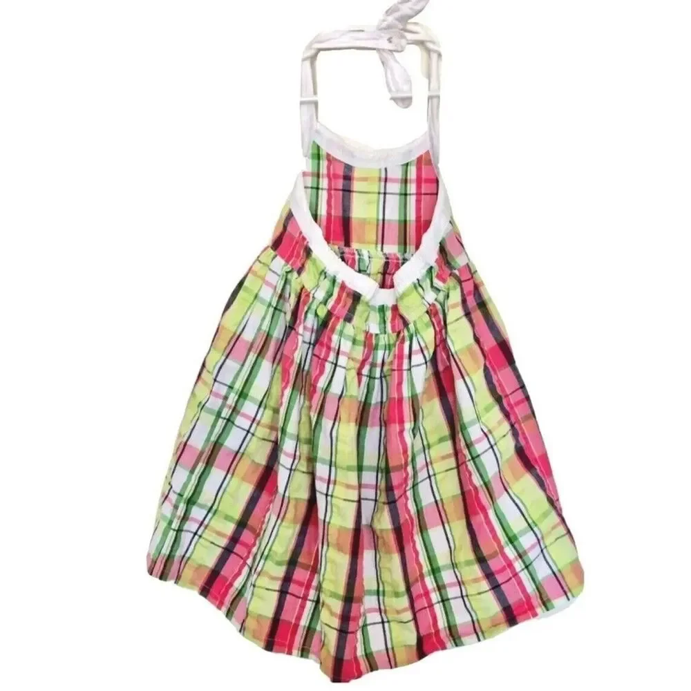 Vintage 2010 Gymboree Dress Plaid Halter Smocked  Preppy Colorful size 3 Toddler